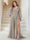 A-Line/Princess V-Neck Long Sleeves Floor Length Plus Size Bridesmaid Dresses with Split Side