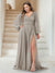 A-Line/Princess V-Neck Long Sleeves Floor Length Plus Size Bridesmaid Dresses with Split Side