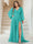 A-Line/Princess V-Neck Long Sleeves Floor Length Plus Size Bridesmaid Dresses with Split Side