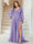 A-Line/Princess V-Neck Long Sleeves Floor Length Plus Size Bridesmaid Dresses with Split Side