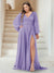 A-Line/Princess V-Neck Long Sleeves Floor Length Plus Size Bridesmaid Dresses with Split Side