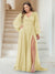 A-Line/Princess V-Neck Long Sleeves Floor Length Plus Size Bridesmaid Dresses with Split Side