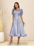A-Line/Princess V-Neck Puffy Sleeves Tea-Length Evening Dresses