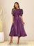 A-Line/Princess V-Neck Puffy Sleeves Tea-Length Evening Dresses