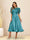 A-Line/Princess V-Neck Puffy Sleeves Tea-Length Evening Dresses