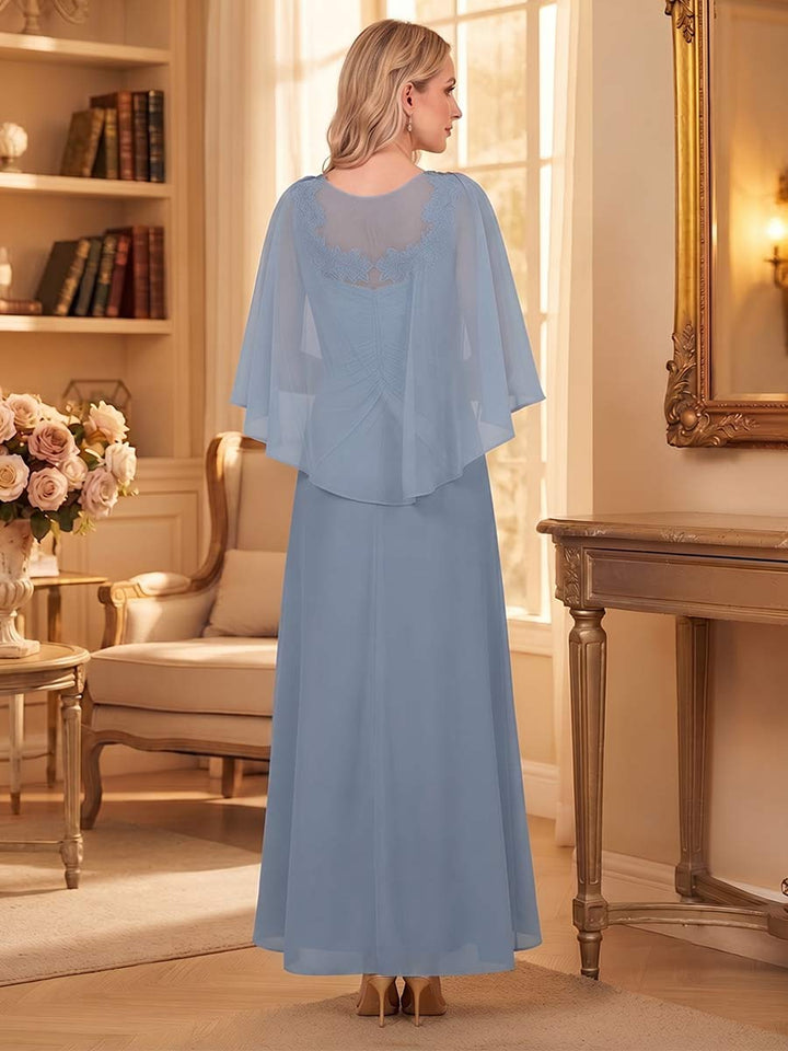 A-Line/Princess V-Neck 3/4 Sleeves Asymmetrical Mother of the Bride Dresses with Appliques