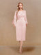 Sheath/Column Scoop Long Sleeves Evening Dresses with Appliques