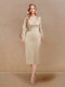 Sheath/Column Scoop Long Sleeves Evening Dresses with Appliques