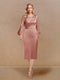 Sheath/Column Scoop Long Sleeves Evening Dresses with Appliques