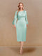 Sheath/Column Scoop Long Sleeves Evening Dresses with Appliques