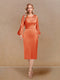 Sheath/Column Scoop Long Sleeves Evening Dresses with Appliques