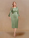 Sheath/Column Scoop Long Sleeves Evening Dresses with Appliques