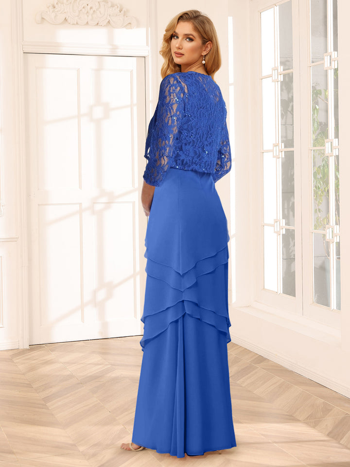 Sheath/Column Scoop 3/4 Sleeves Evening Dresses with Jacket &amp; Appliques