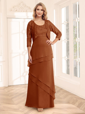 Sheath/Column Scoop 3/4 Sleeves Evening Dresses with Jacket & Appliques