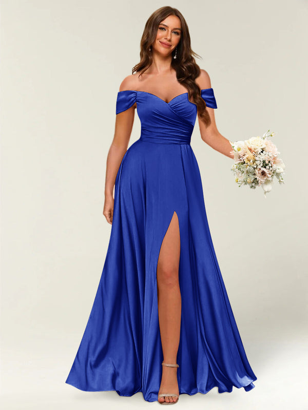 royal blue blue bridesmaid dress Off-Shoulder Mermaid cobalt dresses with Sequins and Side Split for Wedding Party Rush order Royal Blue Bridesmaid Dresses: Buy