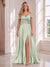 Floor-Length Off-the-Shoulder Wedding Guest Dresses with Split Side & Ruched