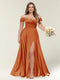 A-Line/Princess One-Shoulder Sleeveless Long Plus Size Bridesmaid Dresses with Split Side