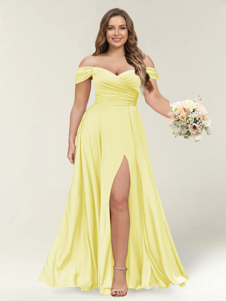 A-Line/Princess One-Shoulder Sleeveless Long Plus Size Bridesmaid Dresses with Split Side