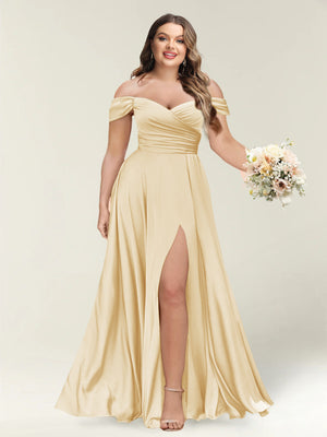 A-Line/Princess One-Shoulder Sleeveless Long Plus Size Bridesmaid Dresses with Split Side