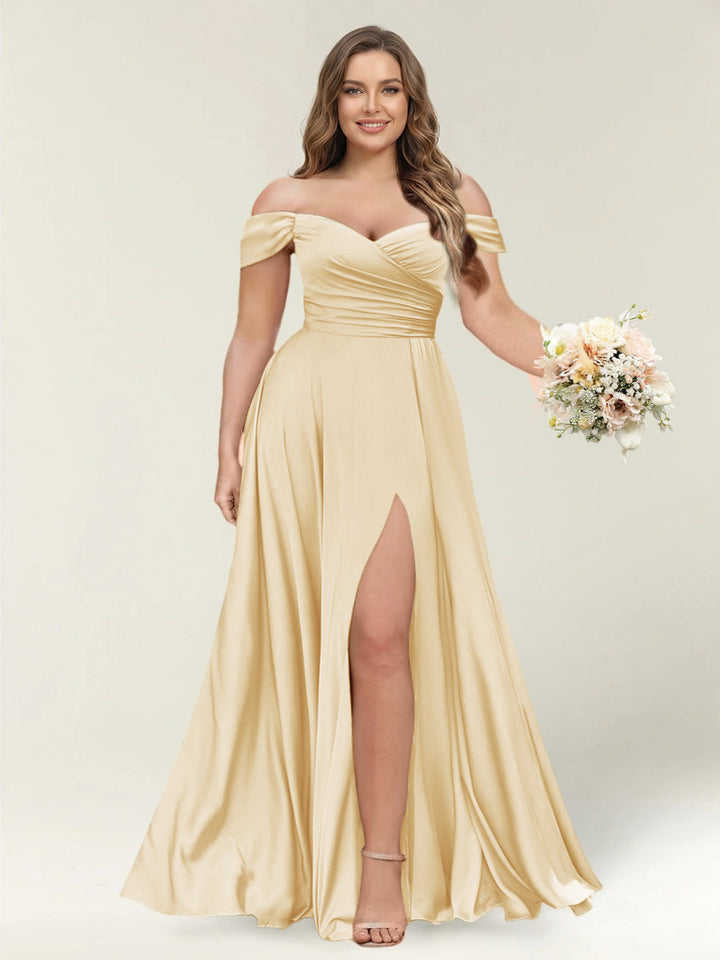 A-Line/Princess One-Shoulder Sleeveless Long Plus Size Bridesmaid Dresses with Split Side