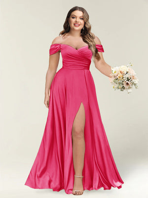 A-Line/Princess One-Shoulder Sleeveless Long Plus Size Bridesmaid Dresses with Split Side