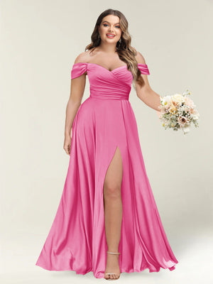 A-Line/Princess One-Shoulder Sleeveless Long Plus Size Bridesmaid Dresses with Split Side