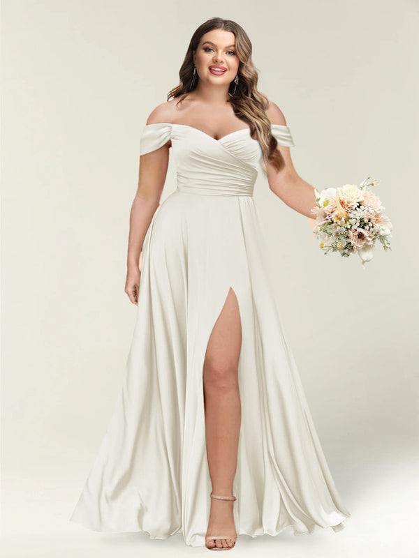 A-Line/Princess One-Shoulder Sleeveless Long Plus Size Bridesmaid Dresses with Split Side