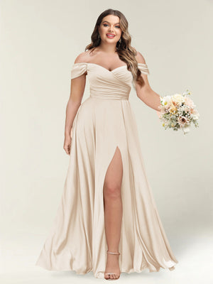 A-Line/Princess One-Shoulder Sleeveless Long Plus Size Bridesmaid Dresses with Split Side