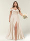A-Line/Princess One-Shoulder Sleeveless Long Plus Size Bridesmaid Dresses with Split Side
