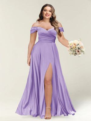 A-Line/Princess One-Shoulder Sleeveless Long Plus Size Bridesmaid Dresses with Split Side