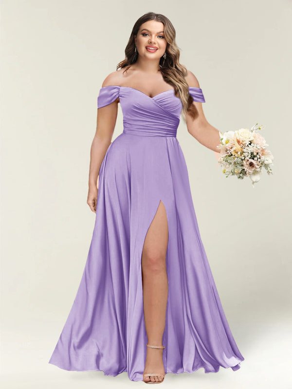 A-Line/Princess One-Shoulder Sleeveless Long Plus Size Bridesmaid Dresses with Split Side