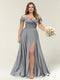 A-Line/Princess One-Shoulder Sleeveless Long Plus Size Bridesmaid Dresses with Split Side