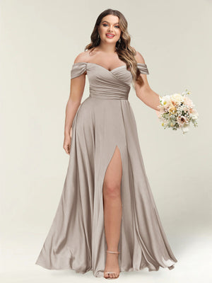 A-Line/Princess One-Shoulder Sleeveless Long Plus Size Bridesmaid Dresses with Split Side