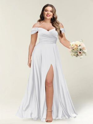 A-Line/Princess One-Shoulder Sleeveless Long Plus Size Bridesmaid Dresses with Split Side