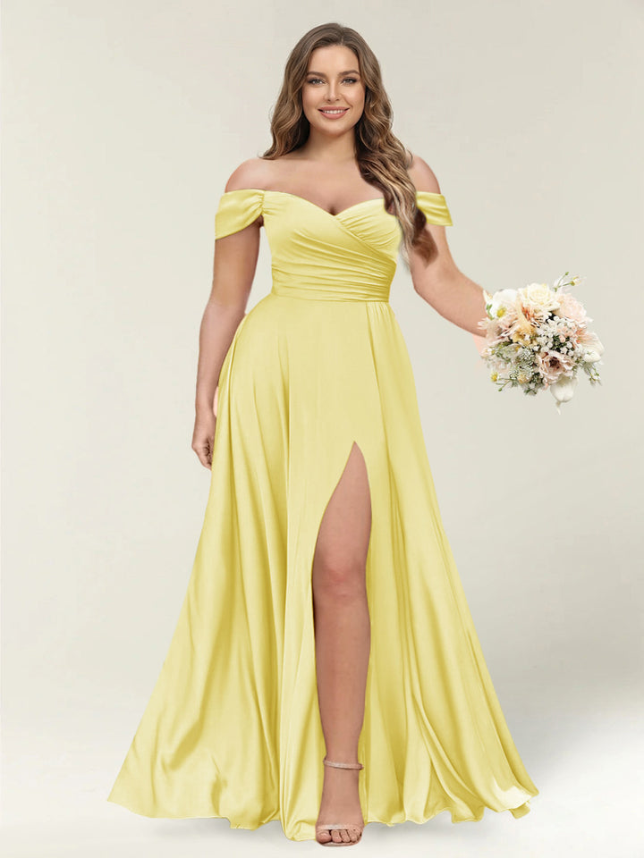 A-Line/Princess One-Shoulder Sleeveless Long Plus Size Bridesmaid Dresses with Split Side