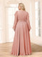 A-Line/Princess V-Neck Long Sleeves Chiffon Empire Plus Size Bridesmaid Dresses