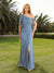 Sheath/Column One-Shoulder Sleeveless Long Bridesmaid Dresses with Split Side