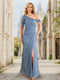 Sheath/Column One-Shoulder Sleeveless Long Bridesmaid Dresses with Split Side