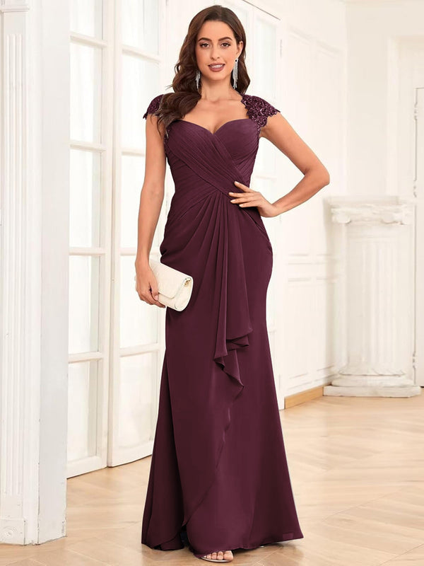 Sheath/Column Sweetheart Floor-Length Mother of the Bride Dresses With Ruffles