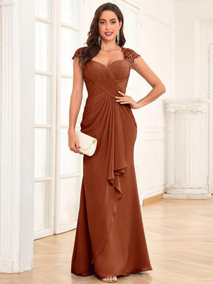 Sheath/Column Sweetheart Floor-Length Mother of the Bride Dresses With Ruffles