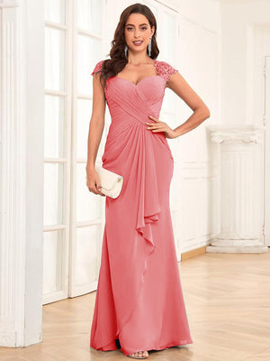 Sheath/Column Sweetheart Floor-Length Mother of the Bride Dresses With Ruffles