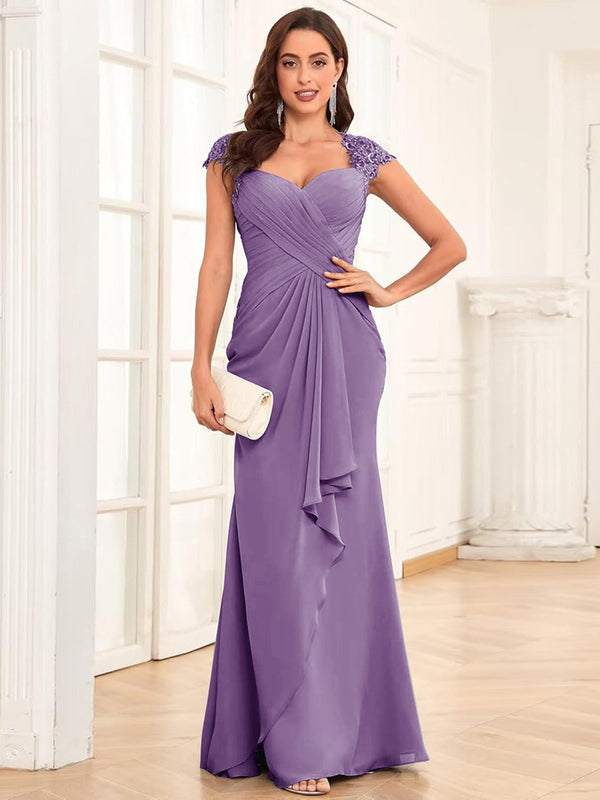 Sheath/Column Sweetheart Floor-Length Mother of the Bride Dresses With Ruffles