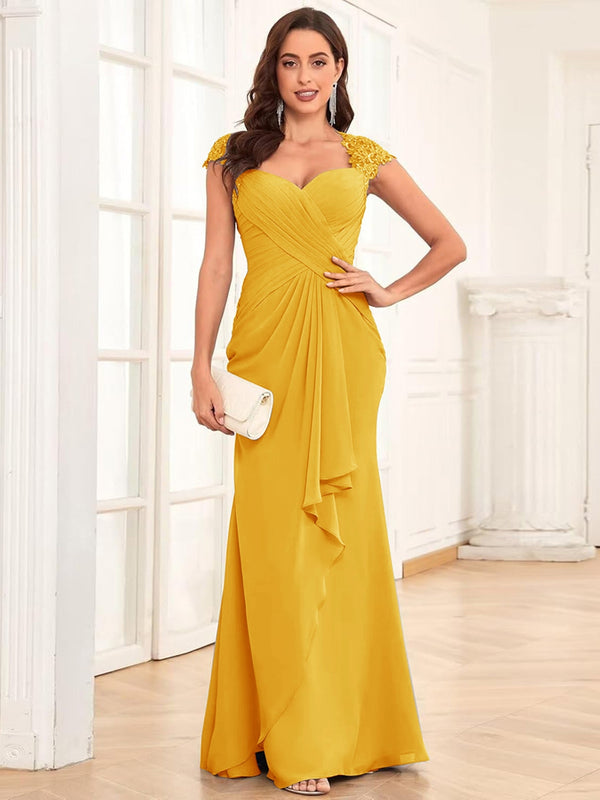 Sheath/Column Sweetheart Floor-Length Mother of the Bride Dresses With Ruffles