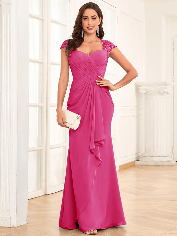 Sheath/Column Sweetheart Floor-Length Mother of the Bride Dresses With Ruffles