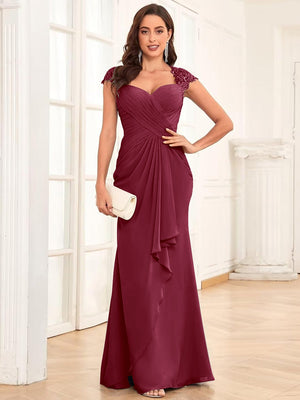Sheath/Column Sweetheart Floor-Length Mother of the Bride Dresses With Ruffles