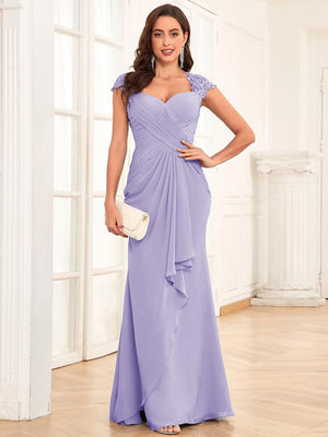 Sheath/Column Sweetheart Floor-Length Mother of the Bride Dresses With Ruffles