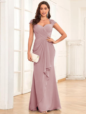 Sheath/Column Sweetheart Floor-Length Mother of the Bride Dresses With Ruffles