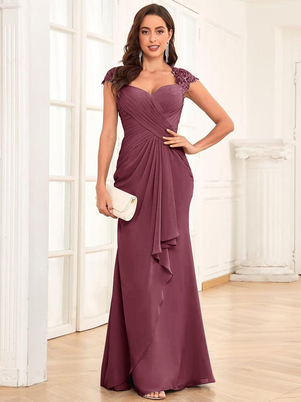 Sheath/Column Sweetheart Floor-Length Mother of the Bride Dresses With Ruffles