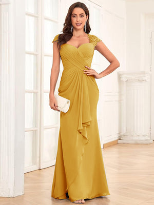 Sheath/Column Sweetheart Floor-Length Mother of the Bride Dresses With Ruffles