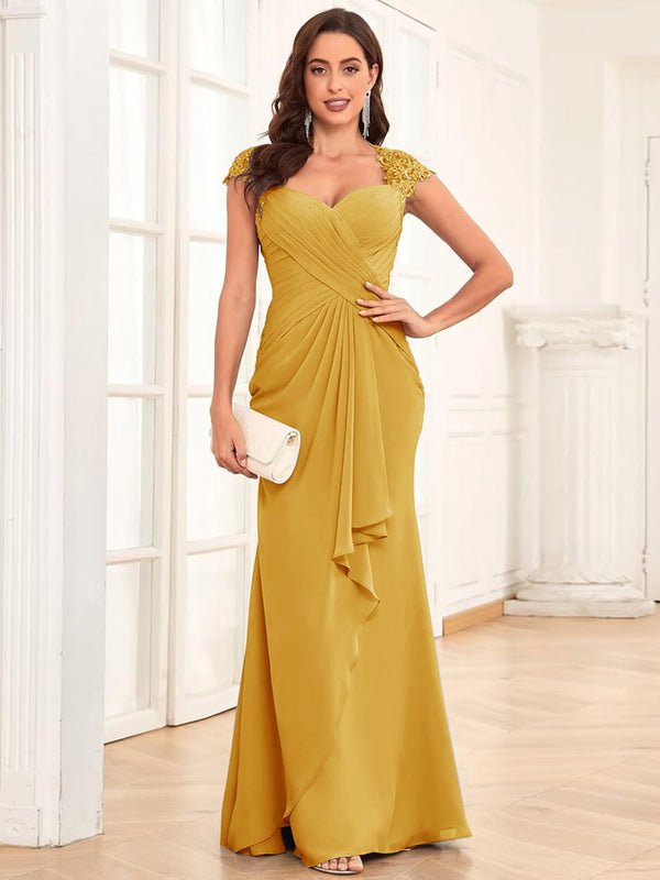 Sheath/Column Sweetheart Floor-Length Mother of the Bride Dresses With Ruffles